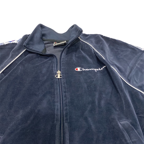 Champions Navy Blue velour Track Jacket - Picture 3 of 4